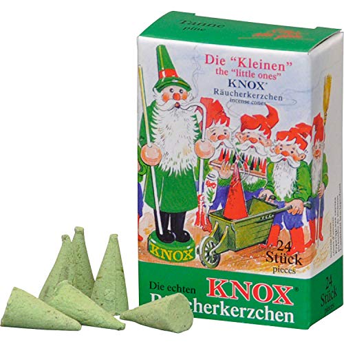 Knox - Juego de 3 velas de incienso "Die Kleinen" – aroma de abeto + mira de incienso + mezcla de colores – Conos de incienso de tamaño S – Fabricado en Alemania