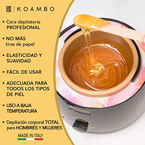 KOAMBO Cera Brasileña - Perlas de Cera Depilatoria Caliente para Hombre y Mujer - Segura para Zonas y Pieles Sensibles - Baja Temperatura de Fusión, Resina Natural - Hecha en Italia - Amarillo, 1KG