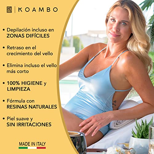 KOAMBO Cera Brasileña - Perlas de Cera Depilatoria Caliente para Hombre y Mujer - Segura para Zonas y Pieles Sensibles - Baja Temperatura de Fusión, Resina Natural - Hecha en Italia - Amarillo, 1KG