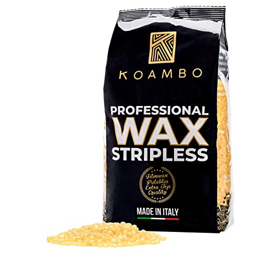 KOAMBO Cera Brasileña - Perlas de Cera Depilatoria Caliente para Hombre y Mujer - Segura para Zonas y Pieles Sensibles - Baja Temperatura de Fusión, Resina Natural - Hecha en Italia - Amarillo, 1KG