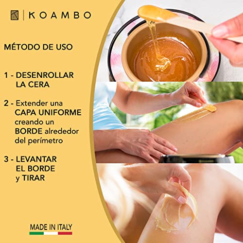 KOAMBO Cera Brasileña - Perlas de Cera Depilatoria Caliente para Hombre y Mujer - Segura para Zonas y Pieles Sensibles - Baja Temperatura de Fusión, Resina Natural - Hecha en Italia - Amarillo, 1KG