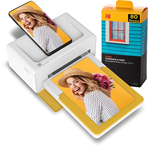 Kodak PD460 Dock Plus, Impresora Fotos movil 10X15Cm, con 90 Hojas para Fotos, Impresora Bluetooth, Cable USB-C Y Lightning, Impresora para Móvil Portátil Smartphone, iOS Y Android