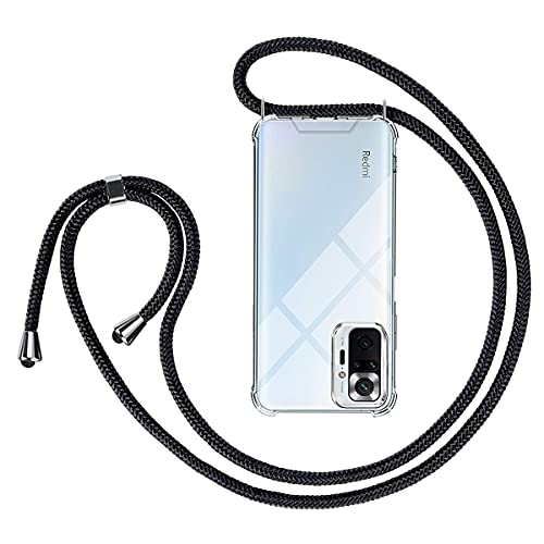 Kokio Funda con Cuerda para Xiaomi Redmi Note 10 Pro 4G/Redmi Note 10 Pro MAX 6.67" Carcasa Transparente Suave Silicona Case con Colgante Cordón Colgar Collar Correa de Cuello Cadena Cordón Fundas