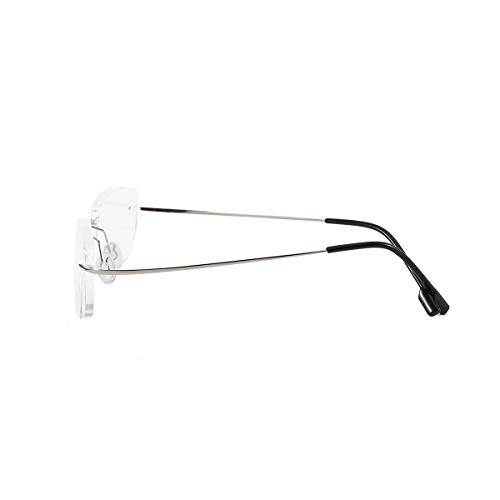 KoKoBin Gafas de lectura sin montura para gafas de lectura de titanio superligeras para damas y caballeros(plata，+1.5)