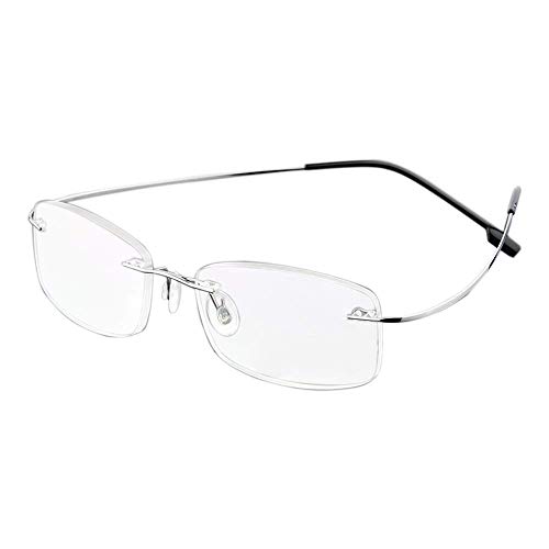 KoKoBin Gafas de lectura sin montura para gafas de lectura de titanio superligeras para damas y caballeros(plata，+1.5)