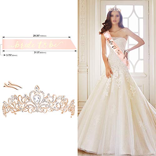 Konsait Set de Novia a Ser Banda y Velo Blanco de Novia de Boda con Peine, Novia Tiara Corona, Gafas, Tatuajes Despedida de Soltera Accesorios para Boda Fiesta Velada