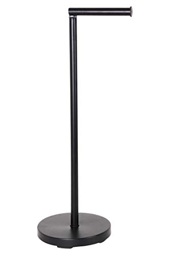 KOOK TIME portarrollos para Papel higiénico de pie - Metal Lacado Negro Mate - Dia. 18 cm v Al. 56 cm - Soporte Papel higiénico para Cuartos de baño. Accesorio de baño Negro.