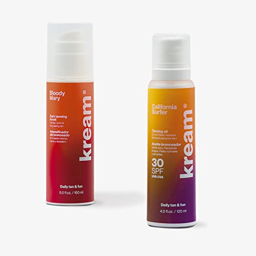 Kream Blacky Pack, Intensificador del Bronceado Bloody Mary 150 ml + Aceite Bronceador con Protección SPF30 California Surfer 120 ml