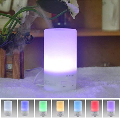 Ksera Mini Humidificador de Niebla fría de 50ml,Difusor de Aceites Esenciales de Aromaterapia con Apagado Automático sin Agua Que Cambia de 7 Colores para el SPA de la Oficina del Dormitorio