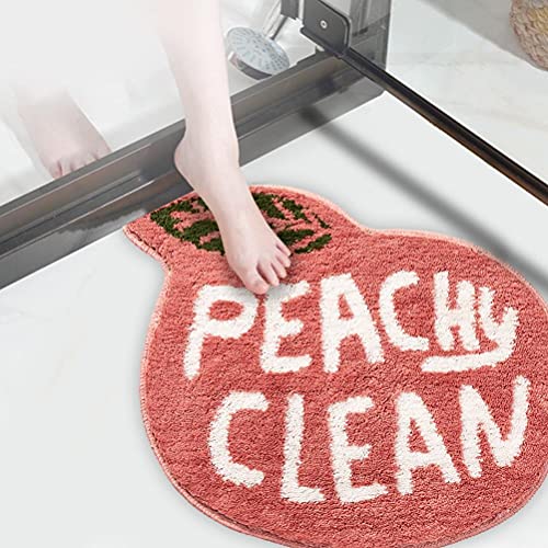 Kuashidai Alfombrilla de baño Antideslizante melocotón durazno Lujoso Alfombra Lindo Historieta melocotón Peludo Felpudo Suave cómodo baño Ducha Agua Absorbente Alfombra