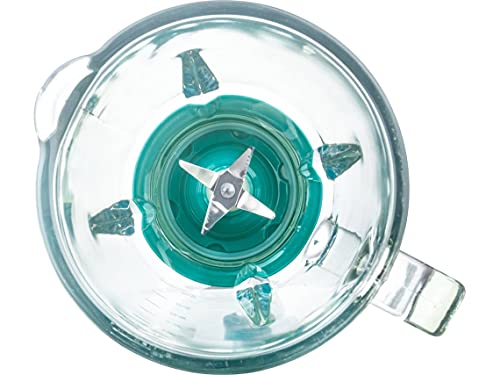 KUBO Batidora de Vaso, Jarra Cristal, 1000W, 4 velocidades, 1.5L, 6 Cuchillas en Acero Inoxidable, Función Pica Hielo