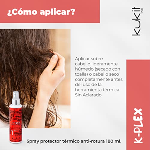 Kukit Hair - K-Plex T | Protector Térmico Anti-Rotura con Plex | Protector de Calor para Plancha y Secador de Reparación Profunda | Antirotura Capilar | 180 ml