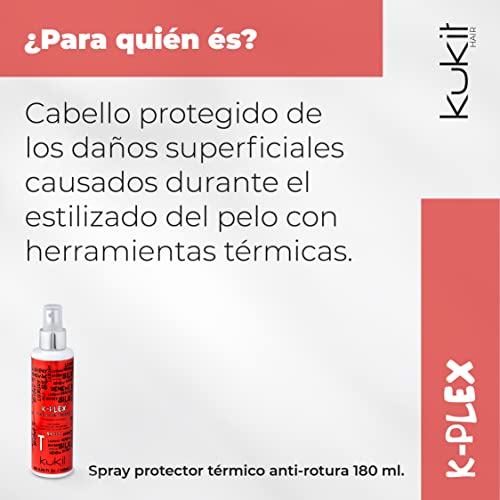 Kukit Hair - K-Plex T | Protector Térmico Anti-Rotura con Plex | Protector de Calor para Plancha y Secador de Reparación Profunda | Antirotura Capilar | 180 ml