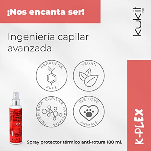 Kukit Hair - K-Plex T | Protector Térmico Anti-Rotura con Plex | Protector de Calor para Plancha y Secador de Reparación Profunda | Antirotura Capilar | 180 ml
