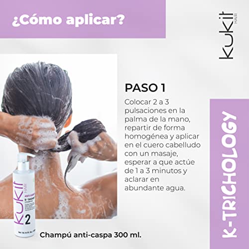 Kukit Hair - K-Trichology Anti-dandruff 2 | Champú Anticaspa para uso diario | Evita la aparición de la Caspa | 300 ml