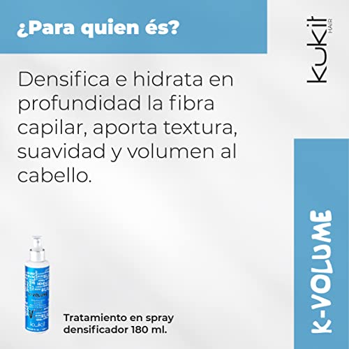 Kukit Hair - K-Volume V1| Tratamiento en Spray Densificador para Cabellos Finos y Frágiles Sin Aclarado | Tratamiento de Volumen de Uso Diario | 180 ml