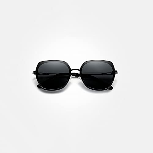 KUNIUO Gafas De Sol para Mujer Lente Degradada Polarizada Lujo para Mujer Diseño De Mariposa Gafas De Sol De Acero Inoxidable Accesorios-Black Gray