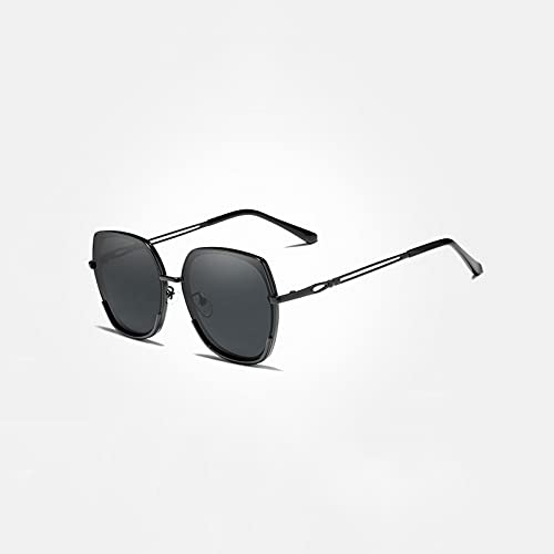 KUNIUO Gafas De Sol para Mujer Lente Degradada Polarizada Lujo para Mujer Diseño De Mariposa Gafas De Sol De Acero Inoxidable Accesorios-Black Gray