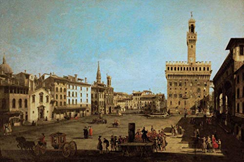 Kunst für Alle Cuadro en Lienzo: Bernardo Bellotto Piazza Della Signoria - Impresión artística, Lienzo en Bastidor, 60x40 cm