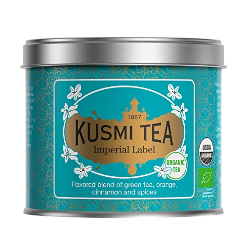 Kusmi Tea - Imperial Label orgánico - Mezcla Aromatizada de Té Verde, Naranja, Canela y Especias - Lata 100gr