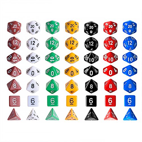 KUUQA 7 x 7 (49 Piezas) Dados poliédricos 7 Color Dados del Juego