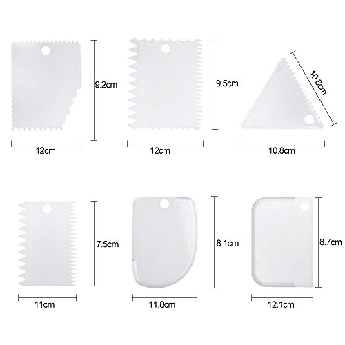 KUUQA 8 cortadores de bordes para tartas con herramienta ajustable y espátula de goma de silicona para decoración de pasteles (juego de 8)