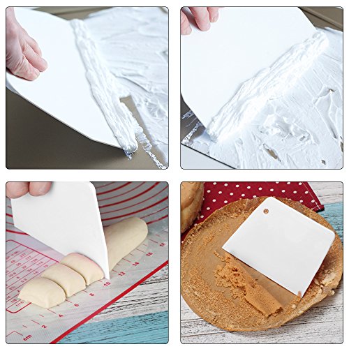 KUUQA 8 cortadores de bordes para tartas con herramienta ajustable y espátula de goma de silicona para decoración de pasteles (juego de 8)