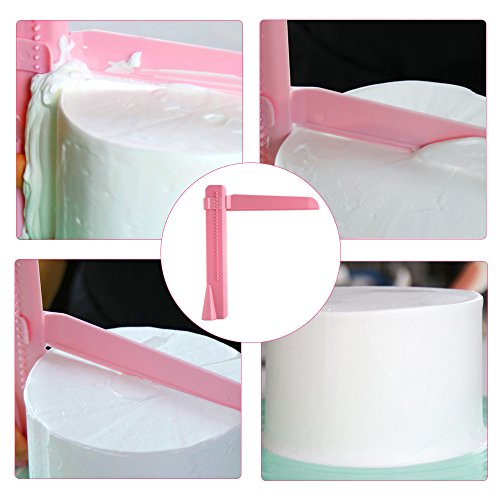 KUUQA 8 cortadores de bordes para tartas con herramienta ajustable y espátula de goma de silicona para decoración de pasteles (juego de 8)