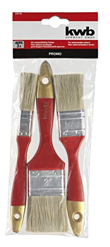 kwb 030790 - Juego de 3 Pinceles para Pintura acrílica, Barniz, 20, 35 y 50 mm