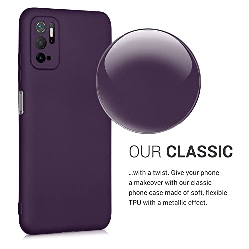kwmobile Carcasa Compatible con Xiaomi Poco M3 Pro 5G - Funda de Silicona para móvil - Cover Trasero en Frambuesa metálico