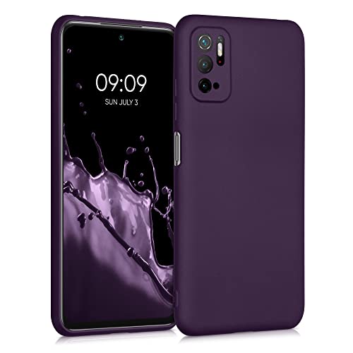 kwmobile Carcasa Compatible con Xiaomi Poco M3 Pro 5G - Funda de Silicona para móvil - Cover Trasero en Frambuesa metálico