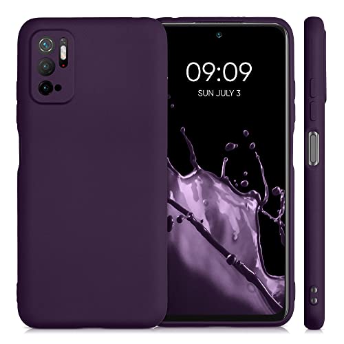 kwmobile Carcasa Compatible con Xiaomi Poco M3 Pro 5G - Funda de Silicona para móvil - Cover Trasero en Frambuesa metálico