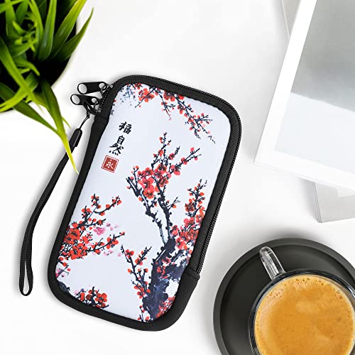 kwmobile Carcasa para móvil tamaño L - 6,5" - Funda Universal con Cremallera - Estuche de Neopreno - Flores Chinas