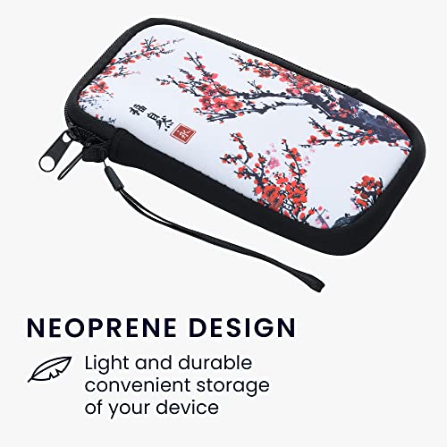 kwmobile Carcasa para móvil tamaño L - 6,5" - Funda Universal con Cremallera - Estuche de Neopreno - Flores Chinas