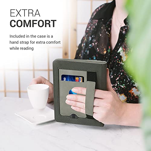kwmobile Funda Compatible con Pocketbook Touch Lux 4/Lux 5/Touch HD 3/Color (2020) - Agarre elástico y Soporte de Apoyo - Sol Naciente Gris