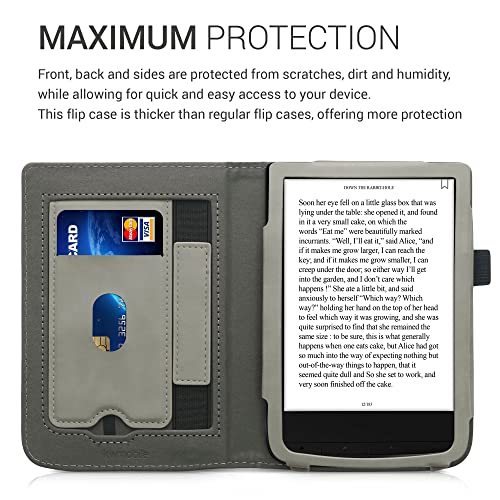 kwmobile Funda Compatible con Pocketbook Touch Lux 4/Lux 5/Touch HD 3/Color (2020) - Agarre elástico y Soporte de Apoyo - Sol Naciente Gris