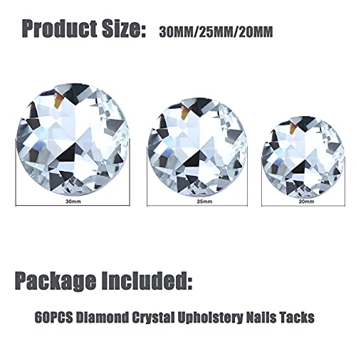 Kyrio - 60 botones para coser con diamantes de imitación (30 mm)
