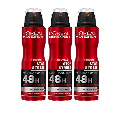 L 'Oréal Men Expert Stop Stress anti-transpirant 48h atomizador 200 ml – juego de 3