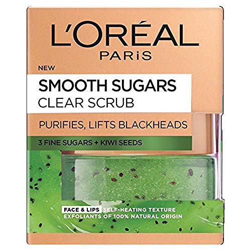 L 'Oréal Paris fluido azúcar claro verde cara y labios Scrub, 50 ml