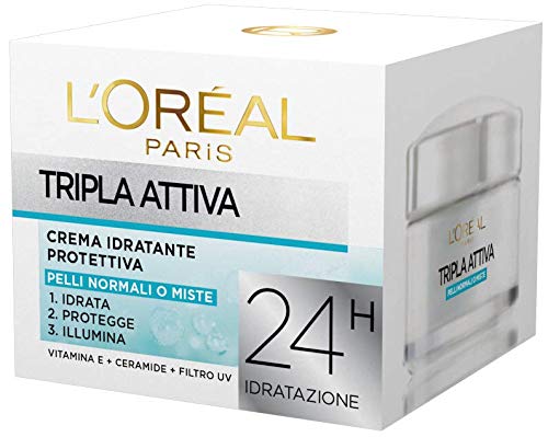 L 'Oréal Paris Triple Activa Crema hidratante protectora para pieles normales o mixtas - 9 unidades de 50 ml [450 ml] Para cabellos normales o mixtos