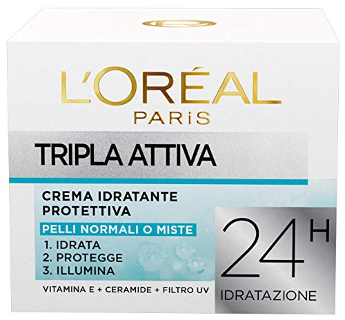L 'Oréal Paris Triple Activa Crema hidratante protectora para pieles normales o mixtas - 9 unidades de 50 ml [450 ml] Para cabellos normales o mixtos