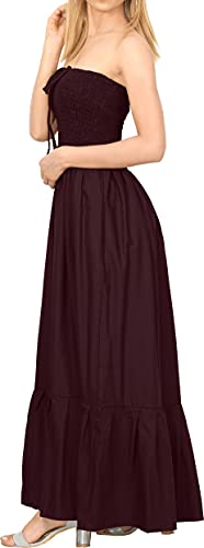 LA LEELA rayón Suave Llanura 2 en 1 Mujer más tamaño cóctel Fiesta sin Tirantes Cuello Cinta para el Pelo Corto la Ajuste Llamarada Cubre para Arriba el Loungewear Corta orquídeas Oscuros Damas