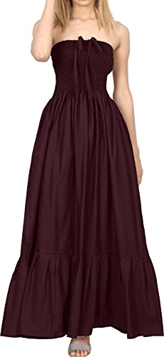 LA LEELA rayón Suave Llanura 2 en 1 Mujer más tamaño cóctel Fiesta sin Tirantes Cuello Cinta para el Pelo Corto la Ajuste Llamarada Cubre para Arriba el Loungewear Corta orquídeas Oscuros Damas