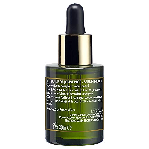 La Provençale – L'Huile de Jouvence Sérum Nuit – Soin Visage Certifié Bio – Huile d’Olive Bio AOC Provence – Pour Tous Types de Peaux, Même Sensibles – 30 ml