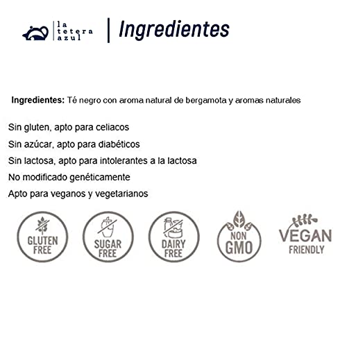 LA TETERA AZUL Té Negro Orgánico Early Grey Con Aromas Cítricos. Infusión En Pirámides Ecológica Y Termogénica. 20 Pirámides.