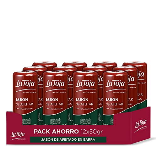 La Toja - Jabón de Afeitado en barra , 12uds de 50gr (600gr), Afeitado suave y duradero , Para todo tipo de piel