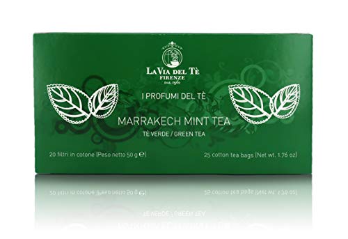La Via del Te Té Moruno, Té Verde Gunpowder con Menta - 20 Bolsitas Biodegradables - Peso Neto 50gr