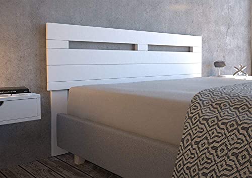 LA WEB DEL COLCHON - Cabecero de Madera Rústico Provenza para Cama de 135 (145 x 90 cms.) Blanco nórdico | Cabeceros Madera | Dormitorio Matrimonio | Cabezal Cama |Estilo nórdico