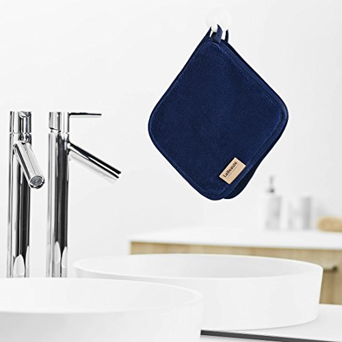 LaBeauté Toalla desmaquillante cara 2 unidades - Limpieza facial y desmaquillante facial - Toalla microfibra lavable y reutilizable - 21x21cm - Azul marino