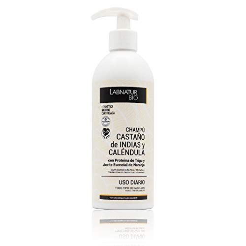 LABNATUR BIO CHAMPU CASTAÑO INDIAS Y CALENDULA 450ml. 100% Vegano, Sin Parabenos. Uso frecuente, Sin Sulfatos.